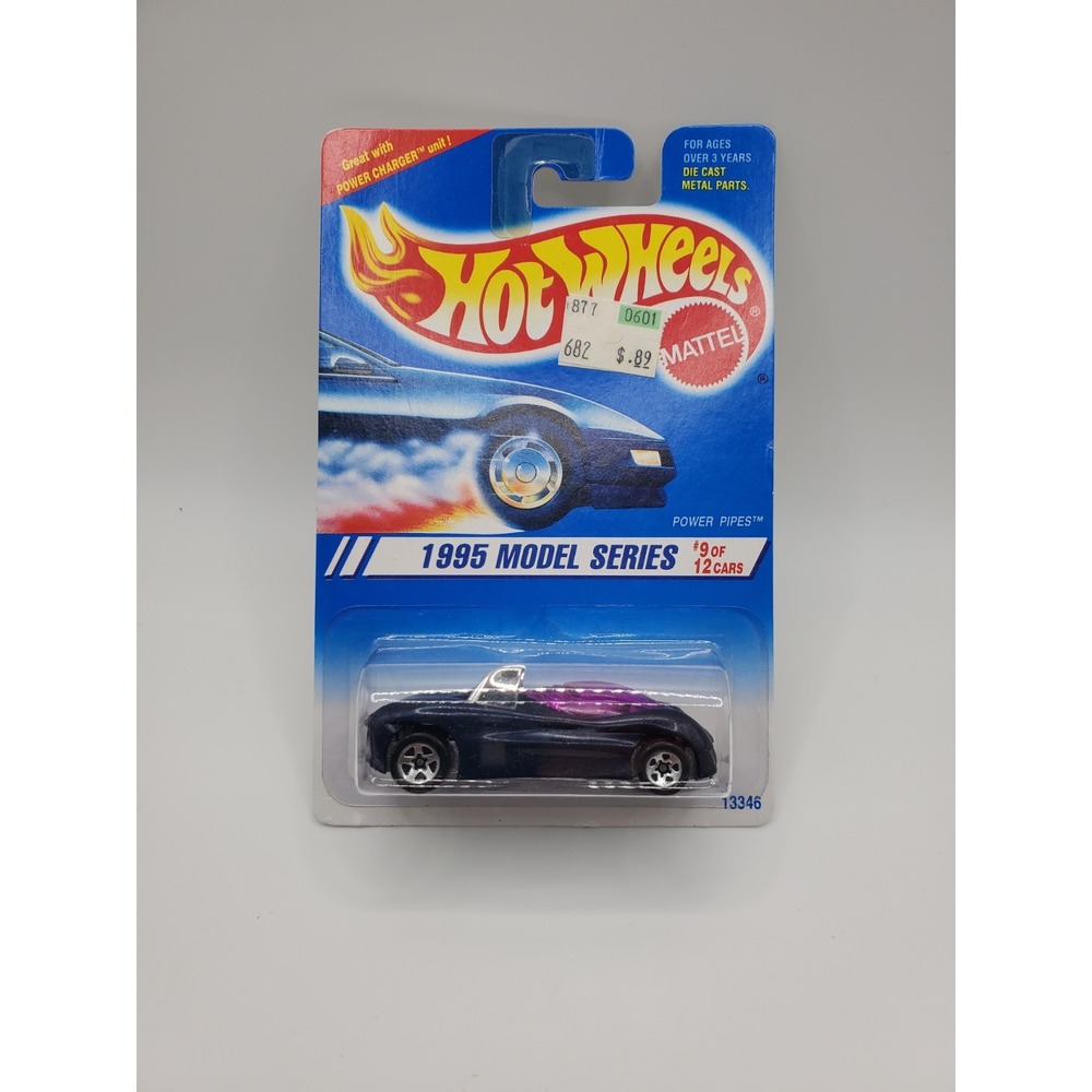 1995 Vintage Hot Wheels #349 Model Series POWER PIPES Drk Blue w/5 Spoke